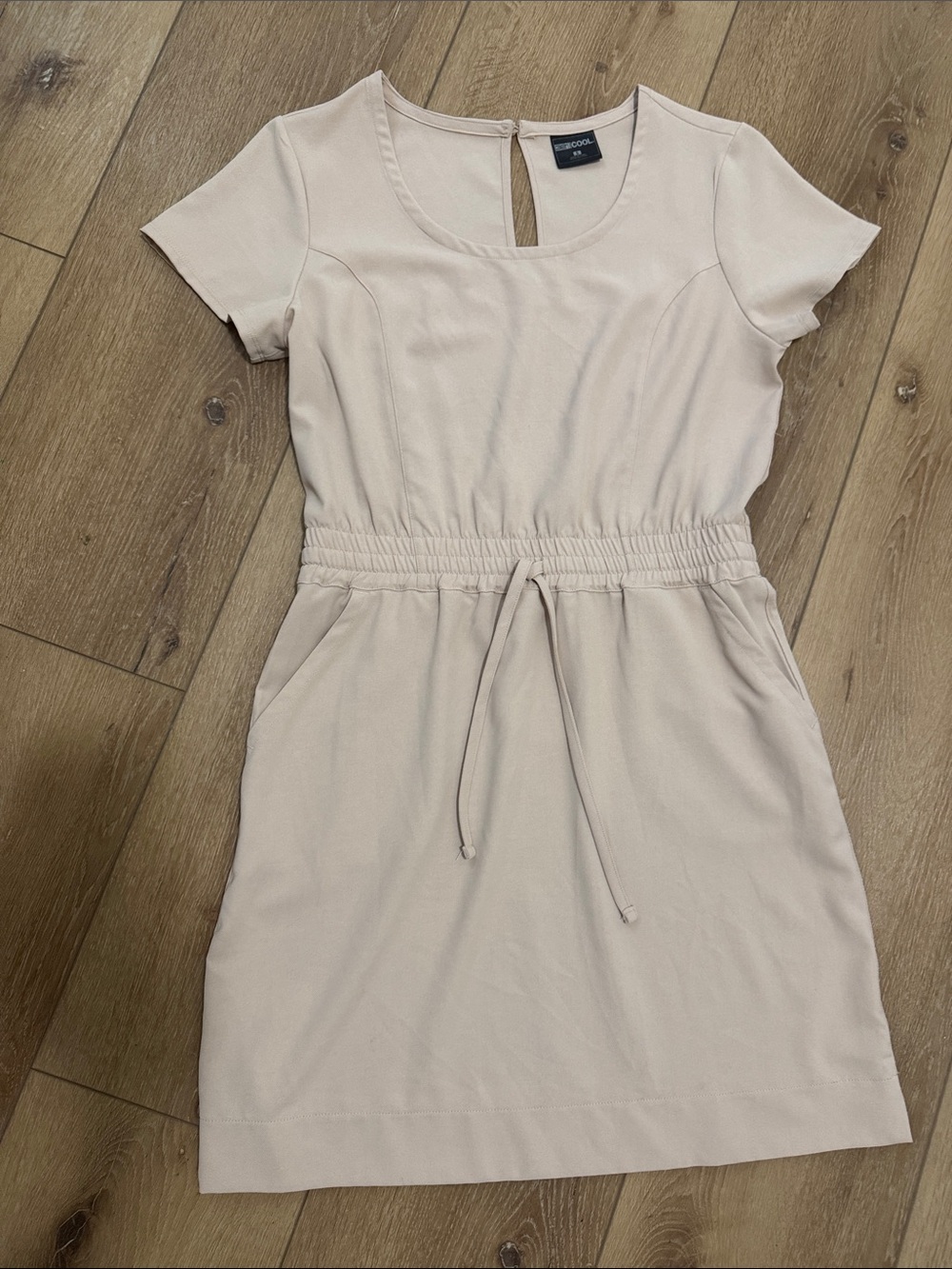 32COOL Cream Drawstring Waist Mini Dress